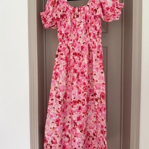 H&M Pink Floral Midi Dress